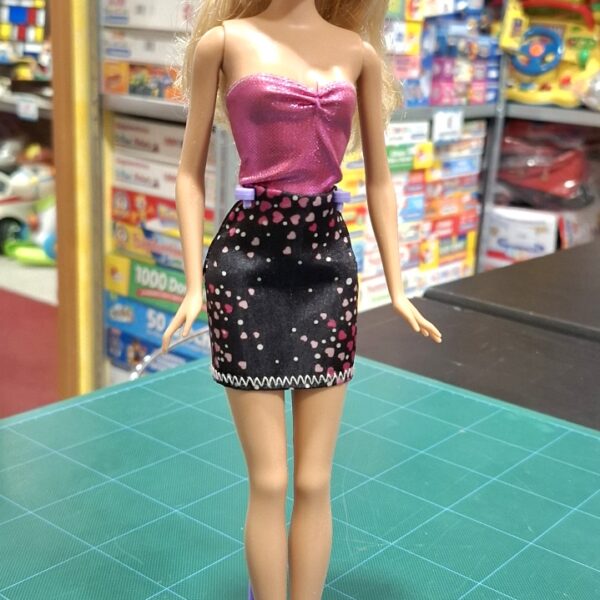 BARBIE VESTITO FUCSIA E NERO, A CUORICINI